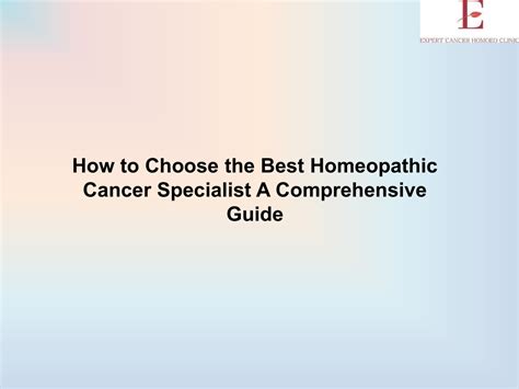 Ppt How To Choose The Best Homeopathic Cancer Specialist A