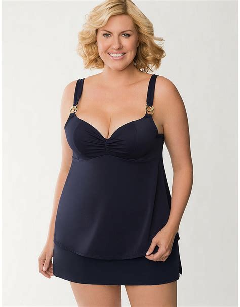 Plus Size Solid Swim Top With Built In Balconette Bra By