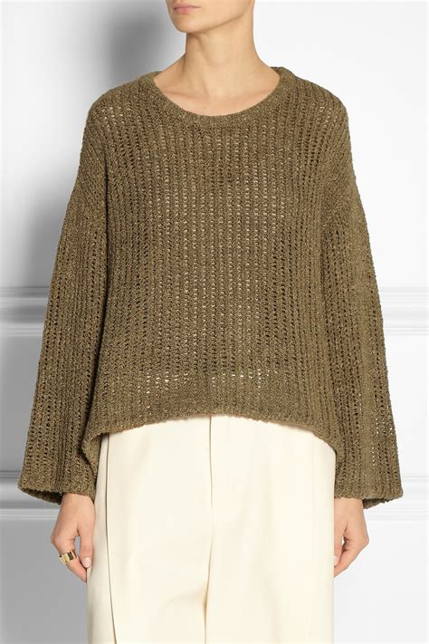 Lyst The Row Nava Bouclé Knit Silk Sweater In Brown