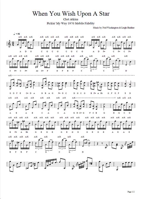 Chet Atkins When You Wish Upon A Star Классическая гитара нотный