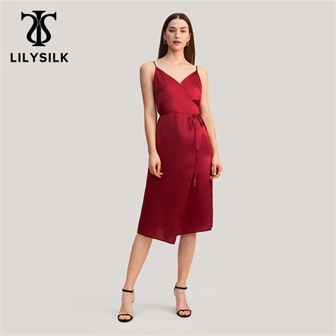 Lilysilk Silk Dress Women 16mm Pure 100 V Neck Tie Waist Natural Real Elegant Evening Ladies