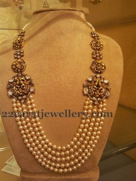 Pearls Mala With Antique Motifs Jewellery Designs