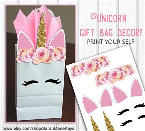 Unicorn Birthday Favor Bag Decorations Unicorn Print Outs Etsy