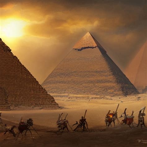 Digital Illustration Of The Construction Of Egyptian Pyramids M