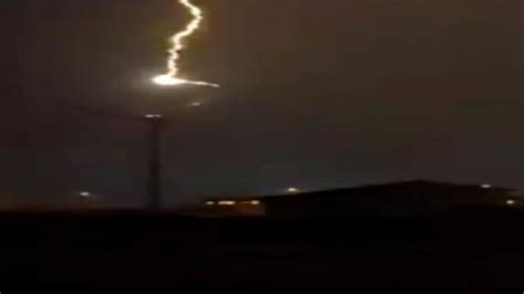 Lightning Strikes Wind Turbine During Storm Bbc News
