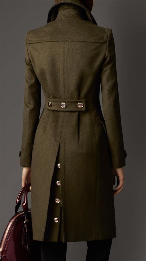 Lyst Burberry Wool Cashmere Military Coat In Green