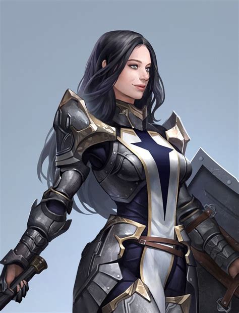 Female Human Plate Armor Shield Sword Cleric Fighter Paladin Pathfinder Pfrpg Dnd Dandd D20