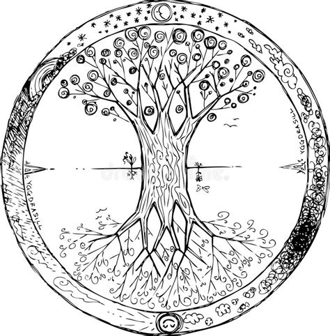 Coloring Yggdrasil The Celtic Tree Of Life Vector Stock Vector Image