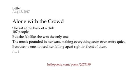 Alone With The Crowd By Belle Hello Poetry