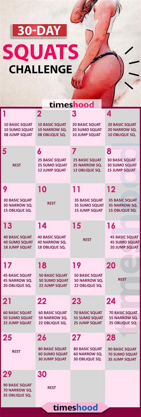 30 Day Squat Challenge Sexy Butt And Slim Legs Plan Timeshood
