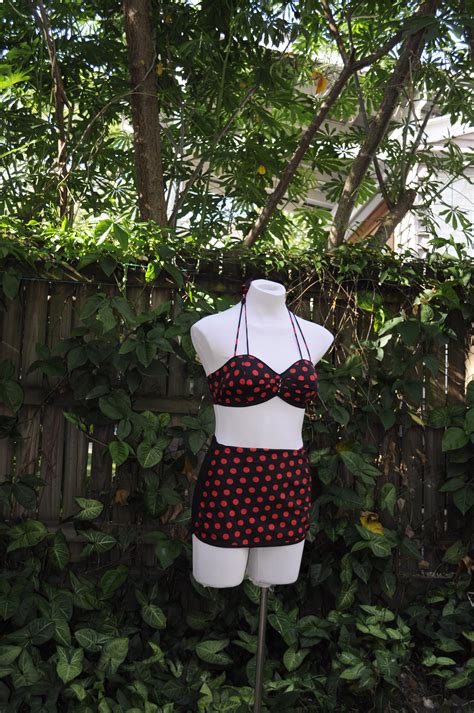Pin Up Vintage Style Cotton S Bikini Polka Dot Etsy