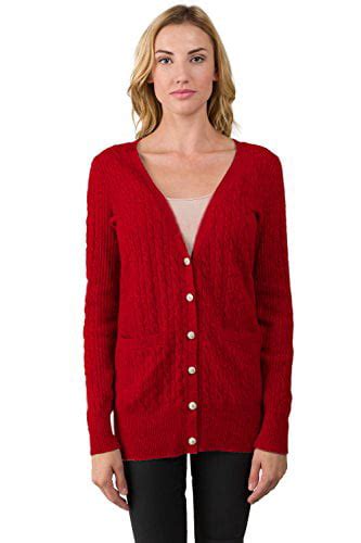 J Cashmere J Cashmere Womens 100 Cashmere Cable Knit V Neck Long