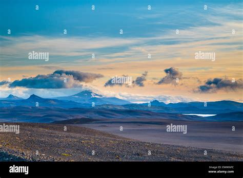 Hekla Volcano In Iceland As Evening Sets In During Summer Stock Photo