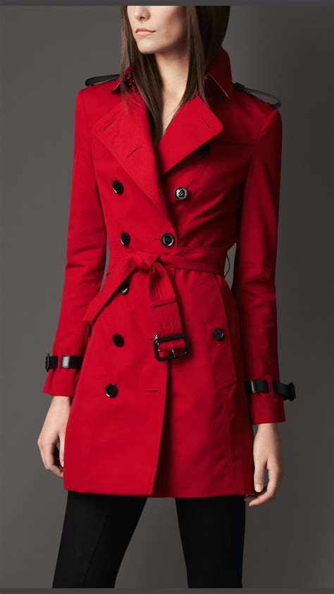 Burberry Midlength Trench Coat In Red Lyst
