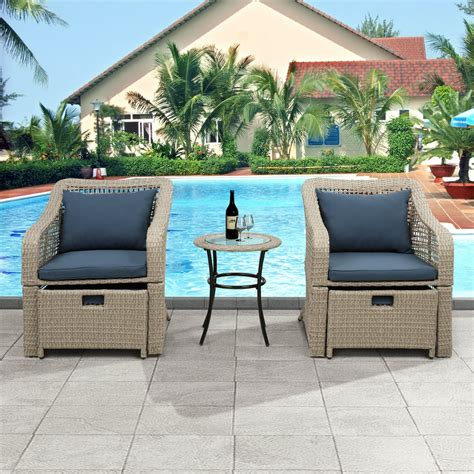 Wicker Outdoor Furniture Set 5 Pieces Patio Pe Wicker Rattan Outdoor