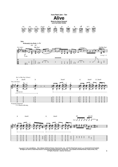 Buy Alive Sheet Music By Pearl Jam For Guitar Tab