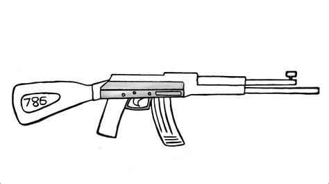 How To Draw Ak 47 Kalashnikoveasy Drawing Youtube