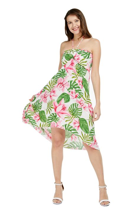 Hawaii Hangover Hawaii Hangover Women S Hawaiian Luau Halter Floral Print Dress In Lotus And