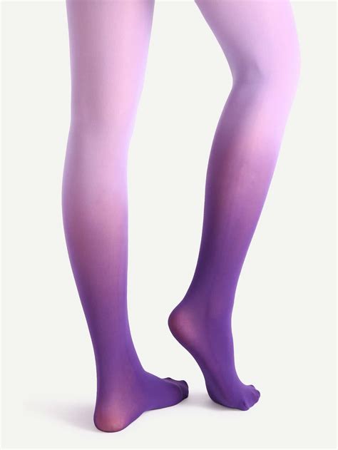 Purple Ombre Watercolor Pantyhose Stockings Sheinsheinside