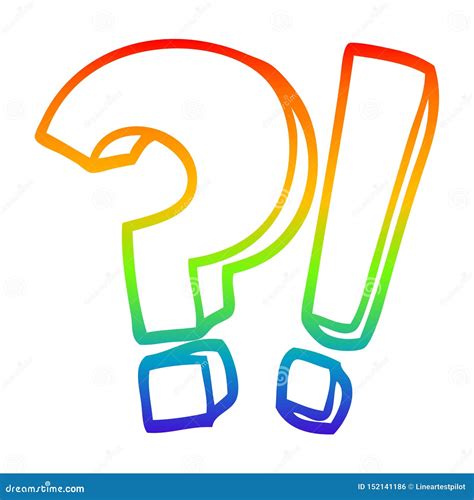 a creative rainbow gradient line drawing cartoon question mark and exclamation mark stock vector