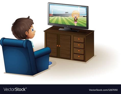 A Young Boy Watching A Television On A White Background Download A