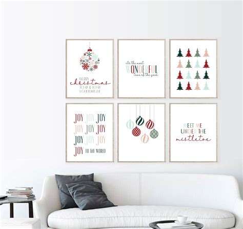 15 Colourful Christmas Printable Wall Art Set Holidays Print Etsy