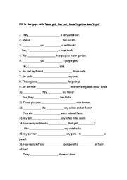 English Worksheet Exercices To Have Got Avec Images Exercice A Imprimer