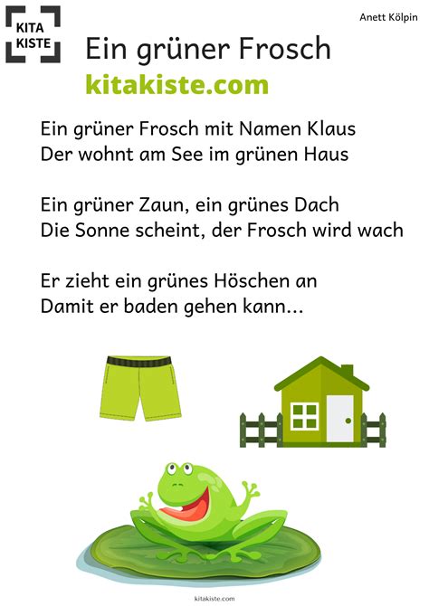 Ein Grüner Frosch Fingerspiel Projekt Farben Kindergarten