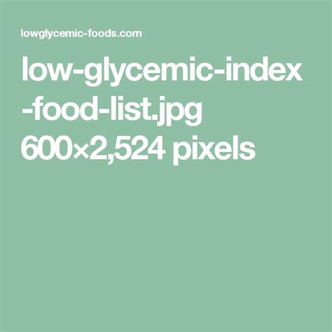 Low Glycemic Index Foods Glycemic Index Glycemic