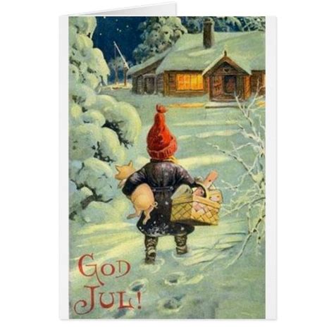 Vintage Danish Norwegian God Jul Christmas Card Zazzle