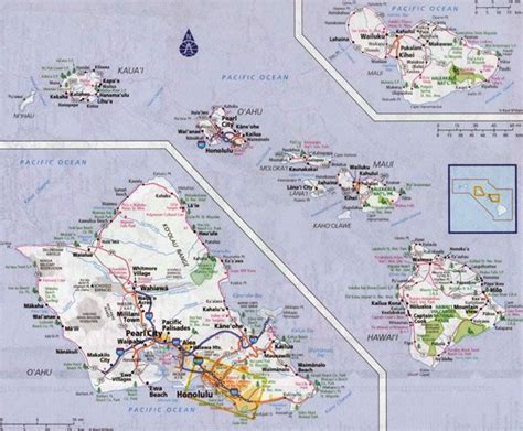 Hawaii Map Usa Large Detailed Road Map Of Hawaii Islands With All