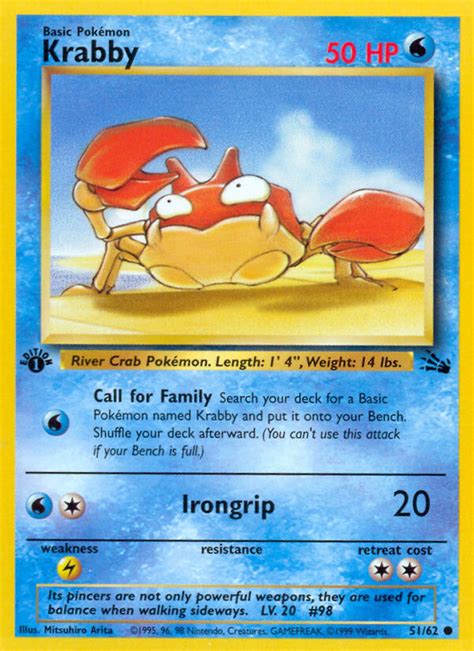 Pokemon Price 1999 Fossil Krabby 1st Edition