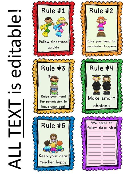 Editable Classroom Rules And Whole Brain Teaching Rules Posters Free