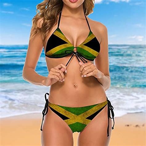 jamaican flag backgrounds swim beachwear women triangle swimsuits 2 pieces bikinis thong for