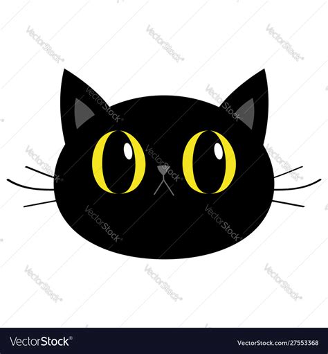 Black Cat Round Head Face Icon Cute Funny Cartoon Vector Image