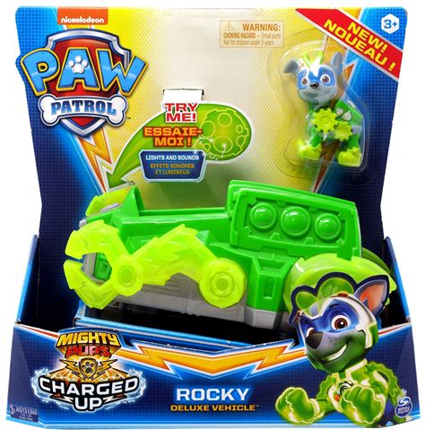 Paw Patrol Mighty Pups Charged Up Rocky Deluxe Vehicle Spin Master Toywiz