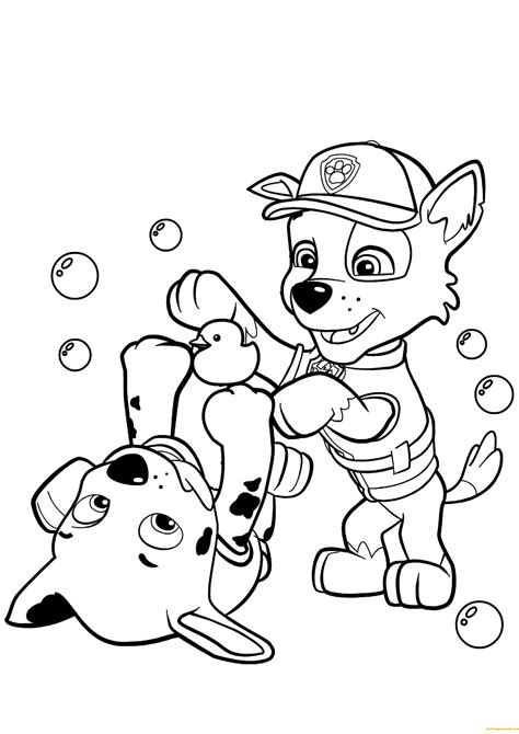 Paw patrol, the famous cartoon series, released in the year 2013 and has gone to become the most popular cartoon series with the kids. Paw Patrol Rocky And Marshall Coloring Pages - Cartoons ...