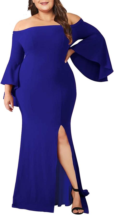 Innerger Women Plus Size Off Shoulder Bodycon Party Dress Evening