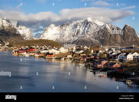 Reine Town Winter Lofoten Islands Norway Scandinavia Europe Stock