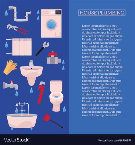 House Plumbing Poster Infographics Royalty Free Vector Image