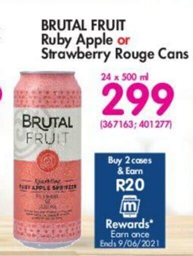 brutal fruit ruby apple or strawberry rouge cans 24 x 500ml offer at makro