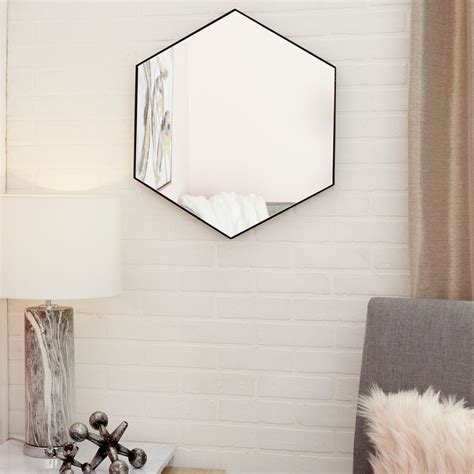 Cosmoliving Contemporary Style Hexagon Wall Mirror With Black Frame