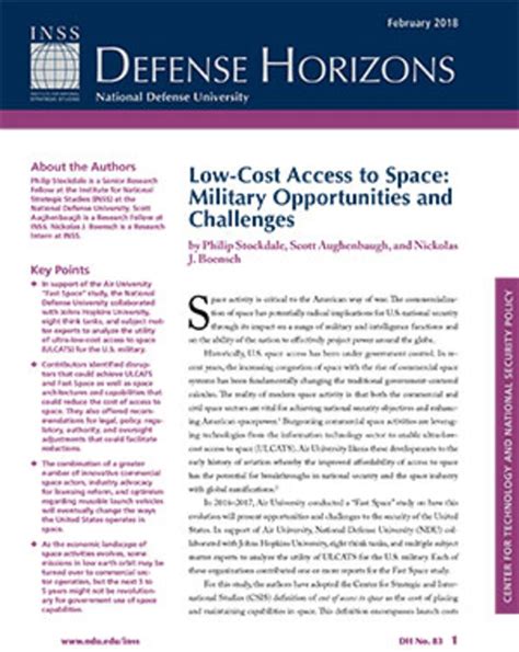 low cost access to space military opportunities and challenges national defense university