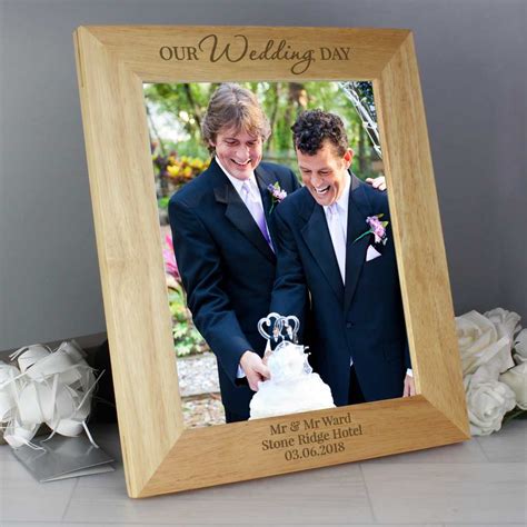 Personalised 10x8 Wooden Frame Engraved With Our Wedding Day