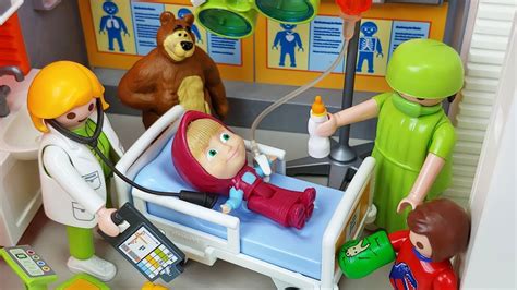 Masha And Bear Playmobil Doctor And Hospital Toys Ambulance Car Play