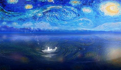 Papel De Parede Vincent Van Gogh Noite Estrelada Barco Cat Goomba