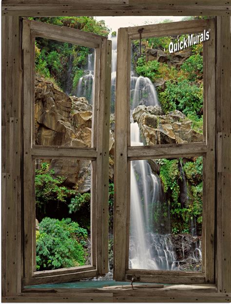 This mural's peel and stick feature makes creating a feature wall easier than ever. Waterfall Cabin Window #4 Peel & Stick (1 piece) Canvas ...