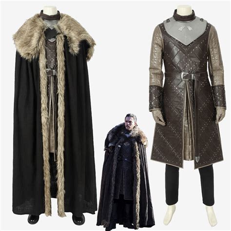 Game Of Thrones Season Jon Snow Costume Cosplay Suit Cloak Outfit