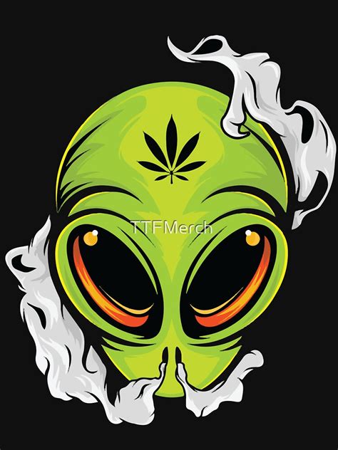 Smoking Alien Cannabis Leaf Weed Smoker T Lightweight Sweatshirt