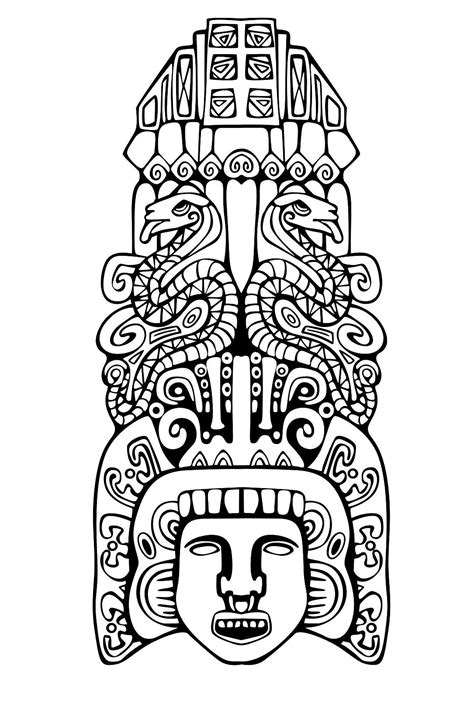 Coloriage Adulte Totem Inspiration Inca Maya Azteque 2 Dans La Galerie